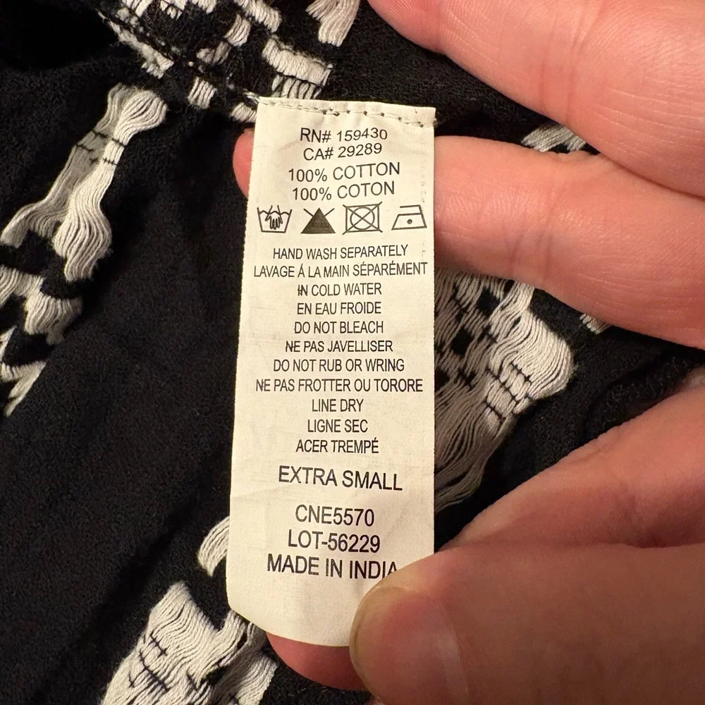 Elan Embroidered Black and White Mini Dress or Cover up, Sz XS - Picture 5 of 6